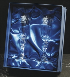 Pair of crystal flute glasses